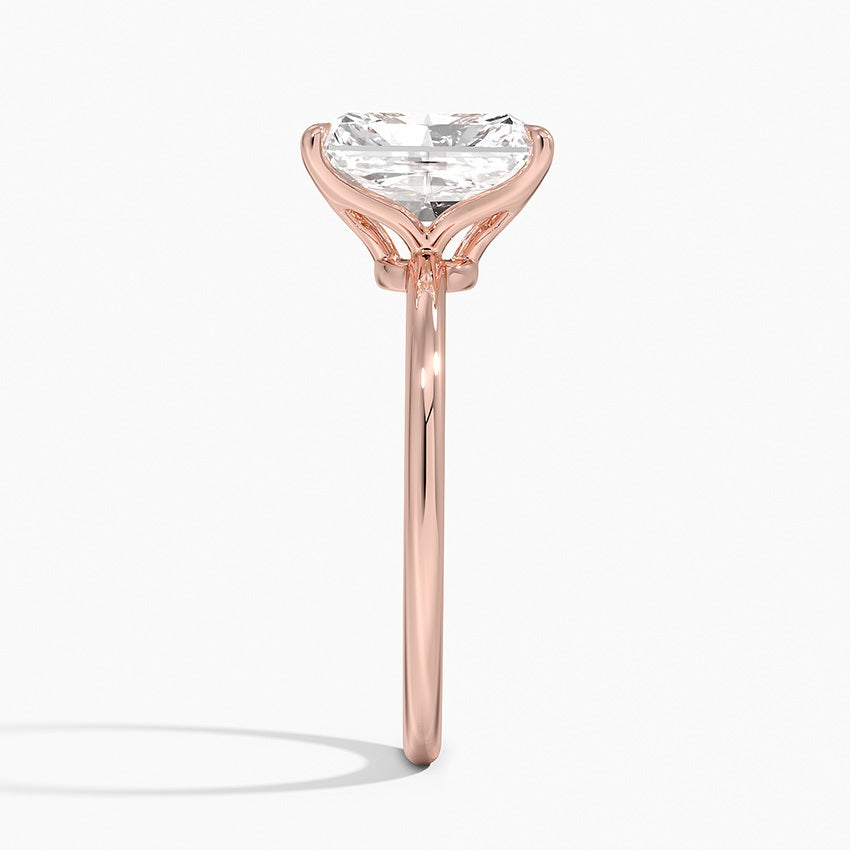 Elongated Pink Gold Radiant Cut Diamond Solitaire