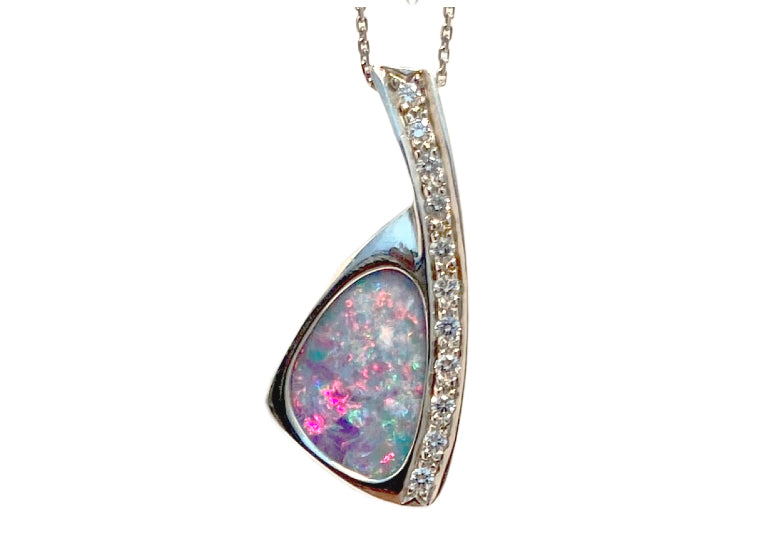 Diamond Boulder Opal pendant