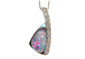 Diamond Boulder Opal pendant