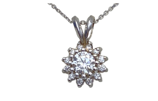 14 K white gold diamond pendant