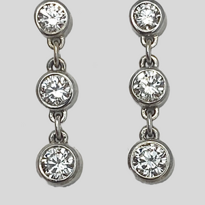 1.10 Carat Diamond Dangle Earrings Crafted in 14K White Gold