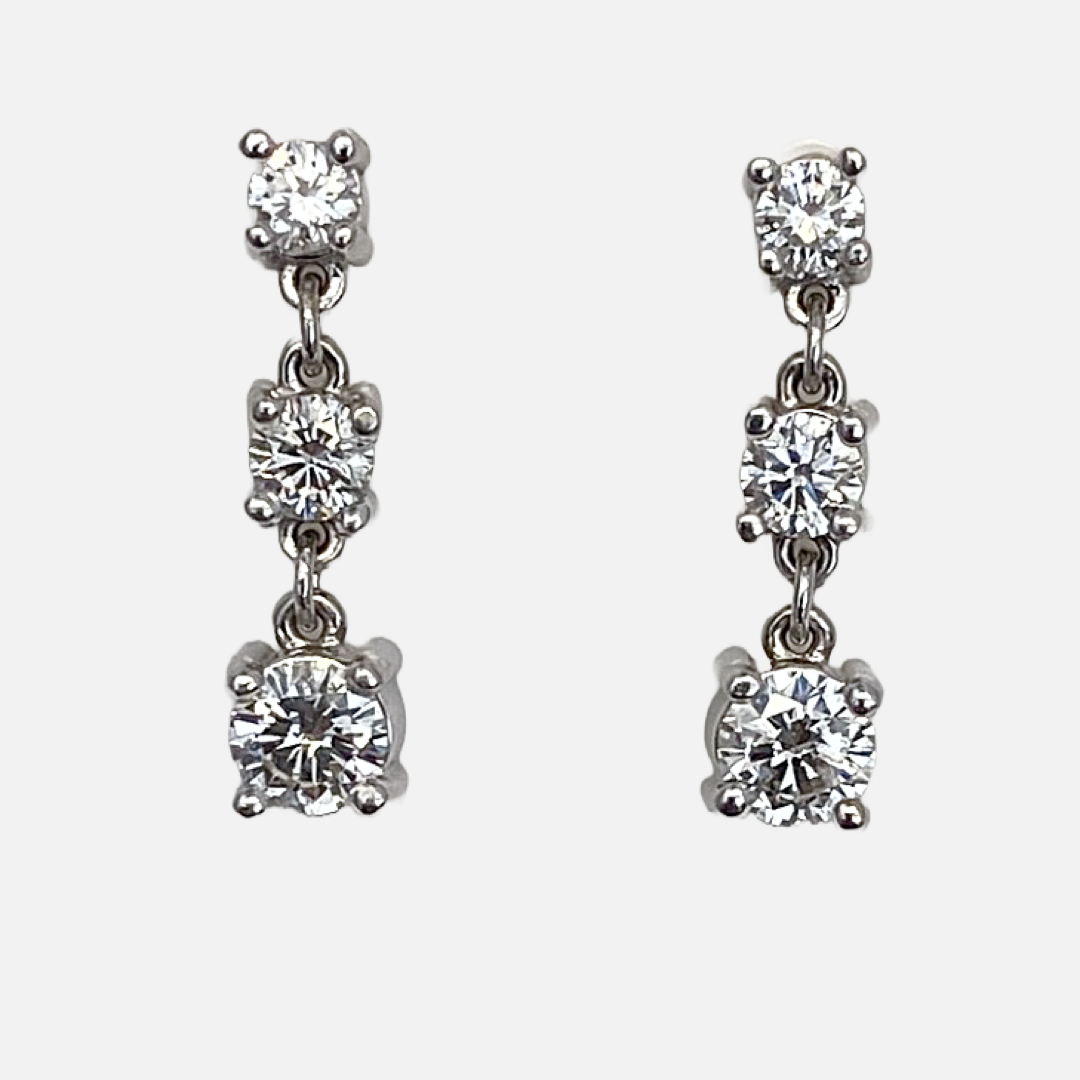 1.50 Carat Diamond Dangle Earrings in 14K White Gold