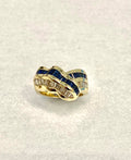 Yellow Gold Blue Sapphire and Diamond Ring