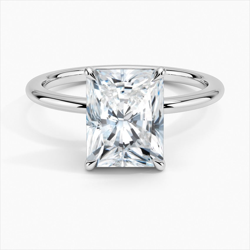 Elongated Platinum Radiant Cut Diamond Solitaire