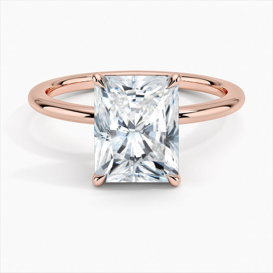 Elongated Pink Gold Radiant Cut Diamond Solitaire