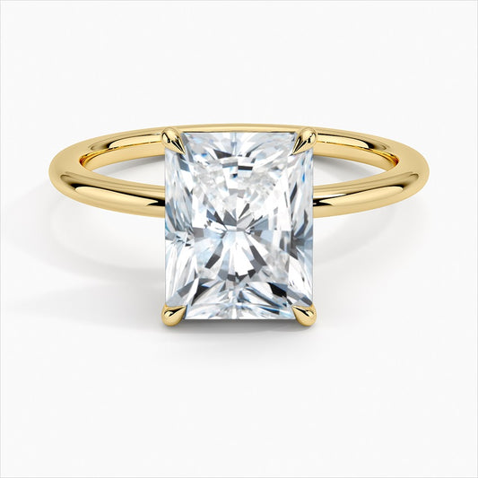 Elongated Yellow Gold Radiant Cut Diamond Solitaire